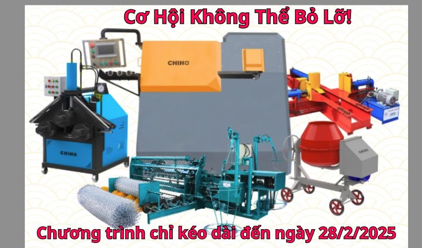 Ưu Đãi Từ Công Ty Chiho | chào xuân 2025 ngập tràn ưu đãi, máy bẻ đai sắt tự động chiho, ưu đãi máy móc cơ khí 2025, giảm giá thiết bị xây dựng chiho, máy xây dựng giá tốt, chiho khuyến mãi xuân 2025,