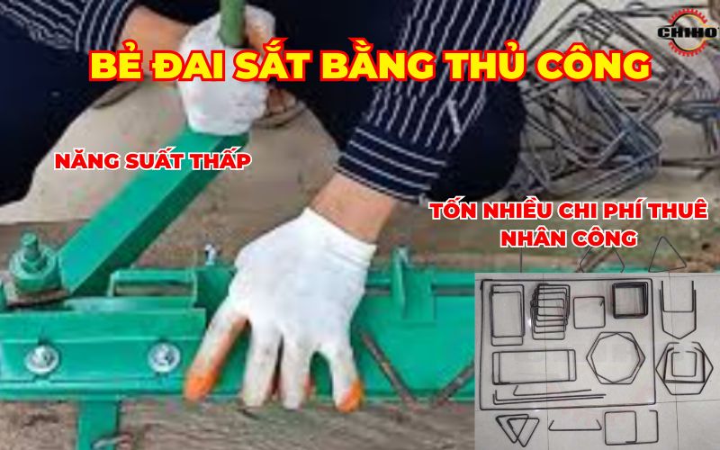 bài toán nhân công và năng suất trong bẻ đai sắt | thiếu nhân công bẻ đai sắt, năng suất bẻ đai thủ công, giải pháp bẻ đai tự động, máy bẻ đai sắt thép công nghiệp, tự động hóa xưởng cấu kiện, máy bẻ đai cá heo Việt CHV-03, tăng năng suất đai sắt, giảm chi phí nhân công bẻ đai, sai số khi bẻ đai thủ công, chuyển đổi sản xuất đai sắt tự động