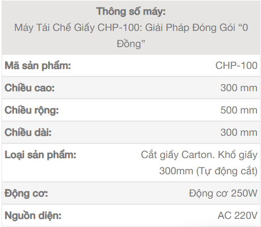 Máy Tái Chế Giấy CHP-100 | máy tái chế giấy carton, máy tái chế carton chp-100, vật liệu đệm từ carton, tái chế carton tại chỗ, giải pháp đóng gói tiết kiệm, máy xử lý carton phế, doanh nghiệp sản xuất xanh, tiết kiệm chi phí đóng gói, máy tạo đệm bảo vệ hàng hóa, tái chế chất thải công nghiệp